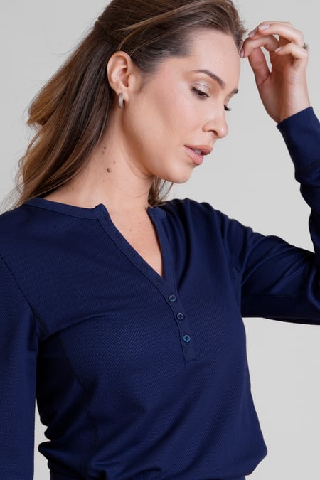 Navy Lightweight Snow Cuff Lounge Tops