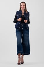 Womens Sleeveless Button Up Denim Jacket