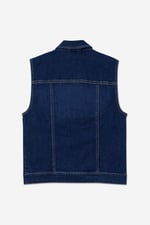 Womens Sleeveless Button Up Denim Jacket
