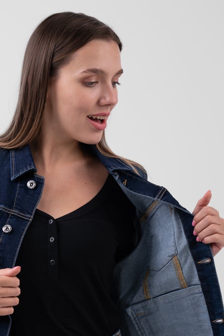 Womens Deep Blue Sleeveless Button Up Denim Jacket