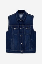 Womens Sleeveless Button Up Denim Jacket