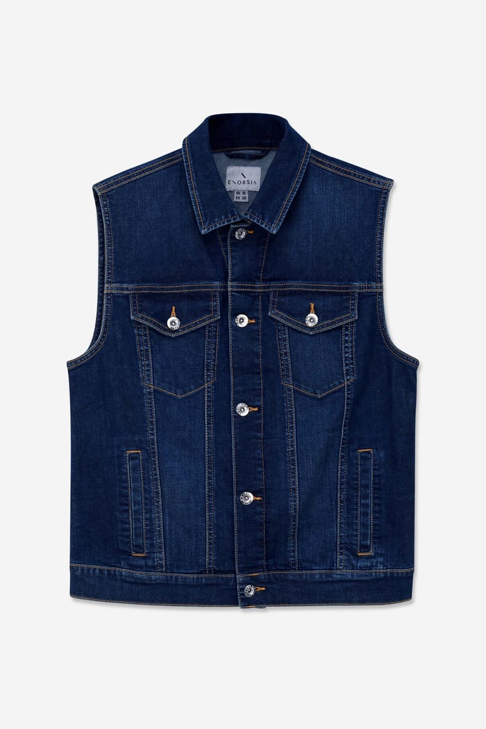 Womens Sleeveless Button Up Denim Jacket
