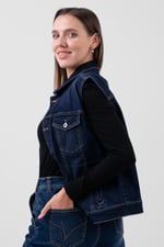 Womens Sleeveless Button Up Denim Jacket
