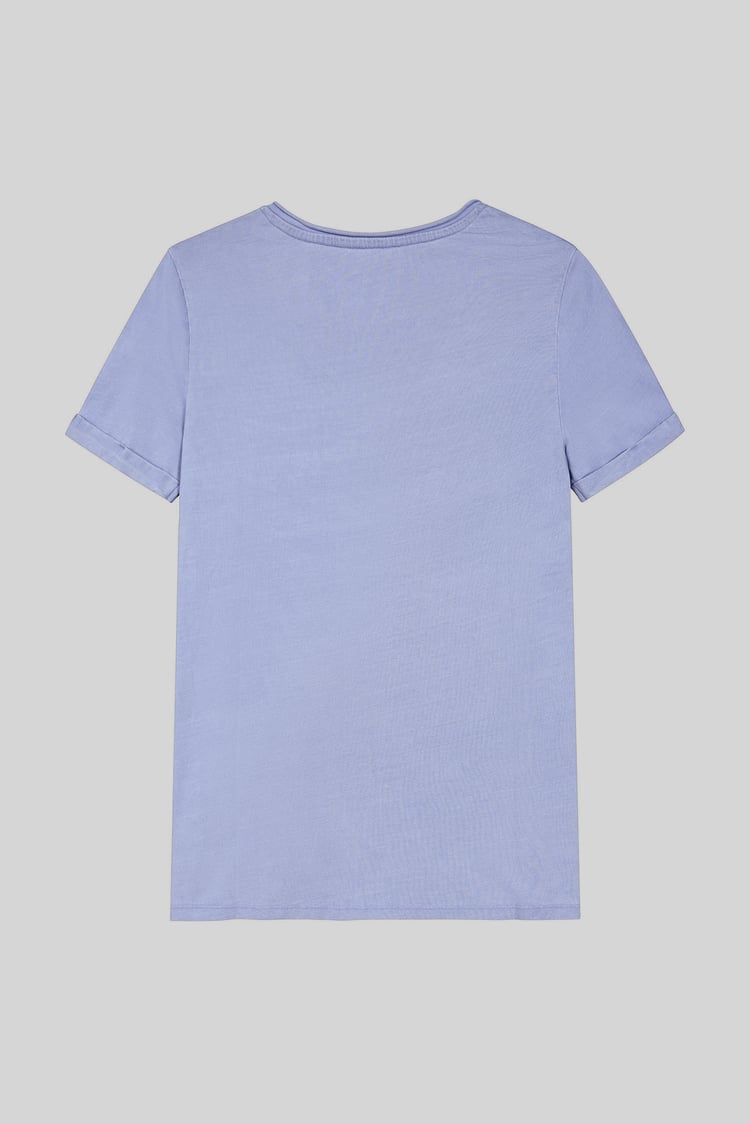 Indigo Washed Embroidered V-Neck T-shirt