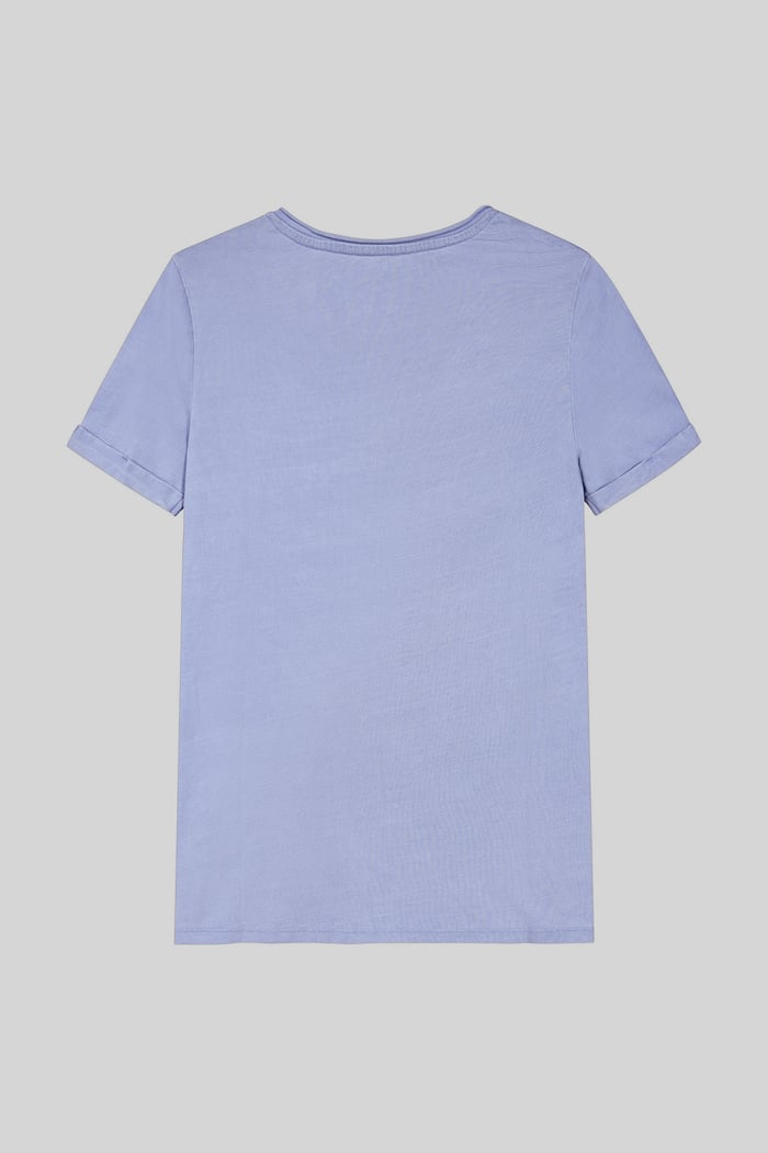 Indigo Washed Embroidered V-Neck T-shirt