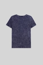 Indigo Washed Embroidered V-Neck T-shirt