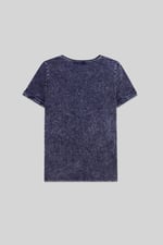 Indigo Washed Embroidered V-Neck T-shirt