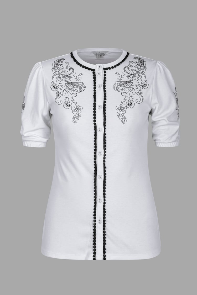 Lace Trimmed Puff Sleeve Tops