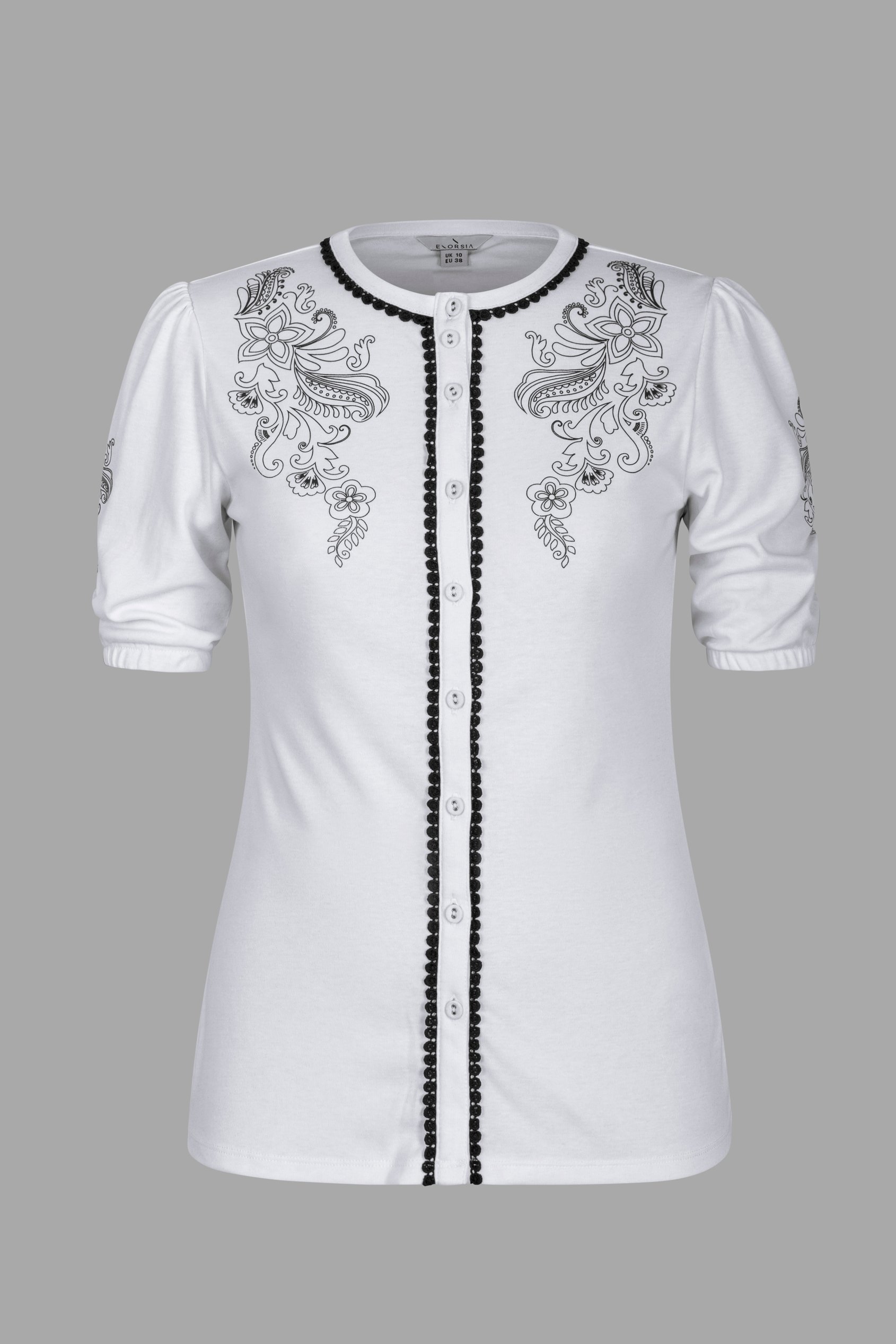 Lace Trimmed Puff Sleeve Tops