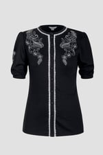 Lace Trimmed Puff Sleeve Tops