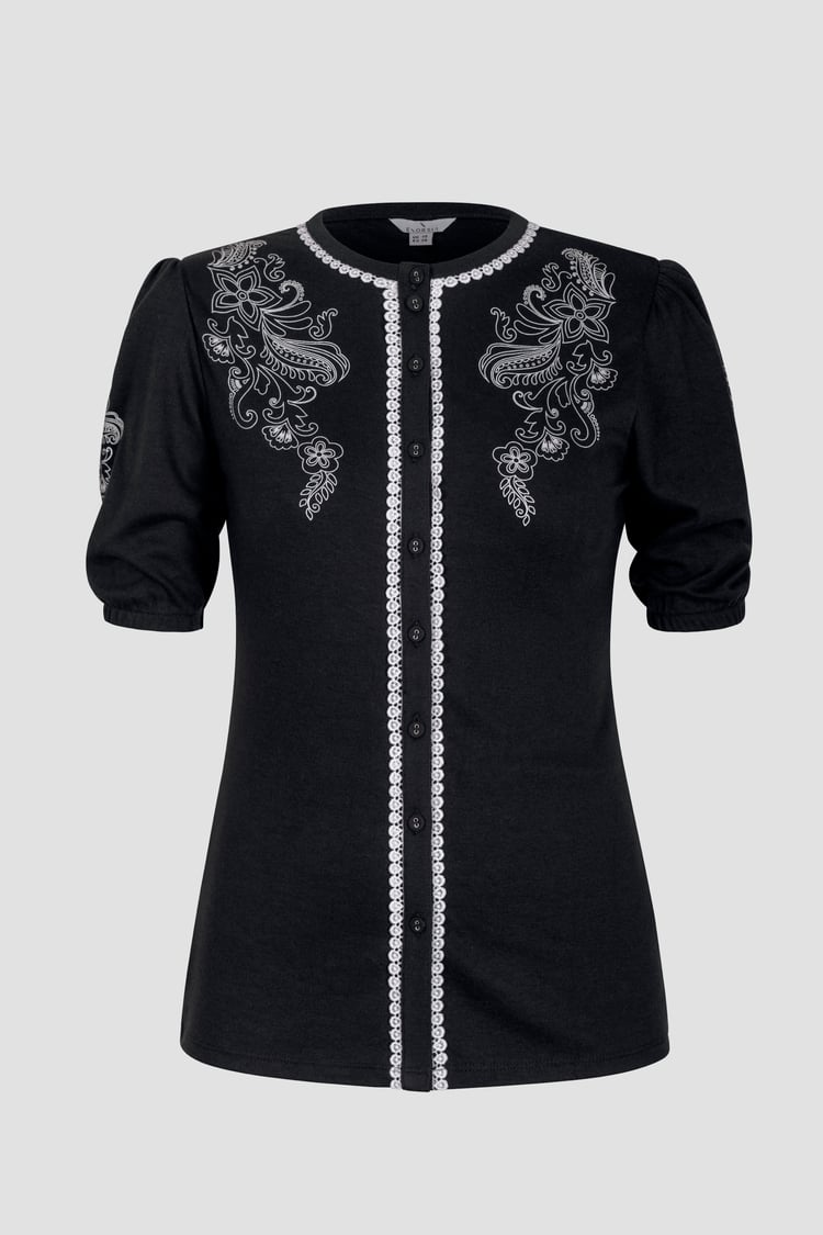 Lace Trimmed Puff Sleeve Tops