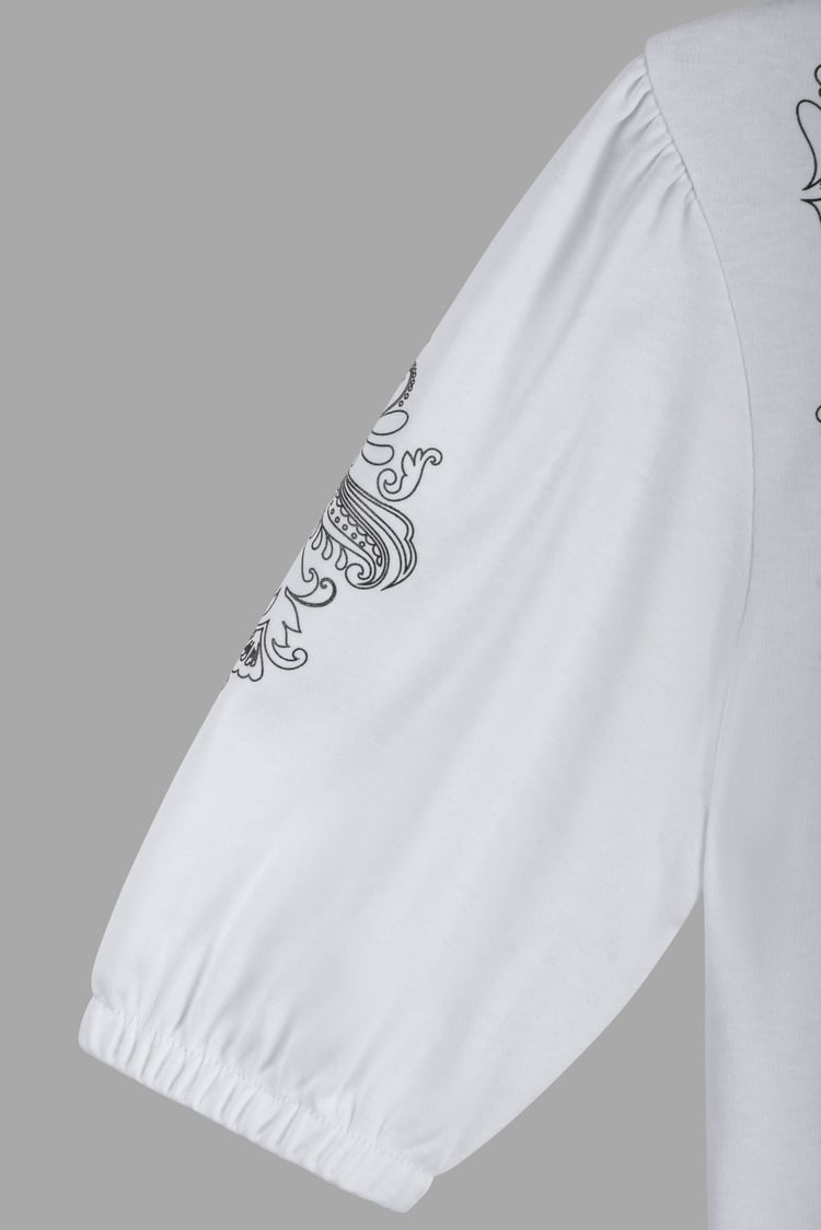 Lace Trimmed Puff Sleeve Tops