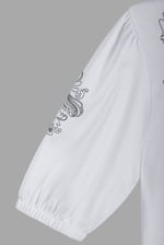 Lace Trimmed Puff Sleeve Tops