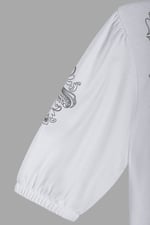 Lace Trimmed Puff Sleeve Tops