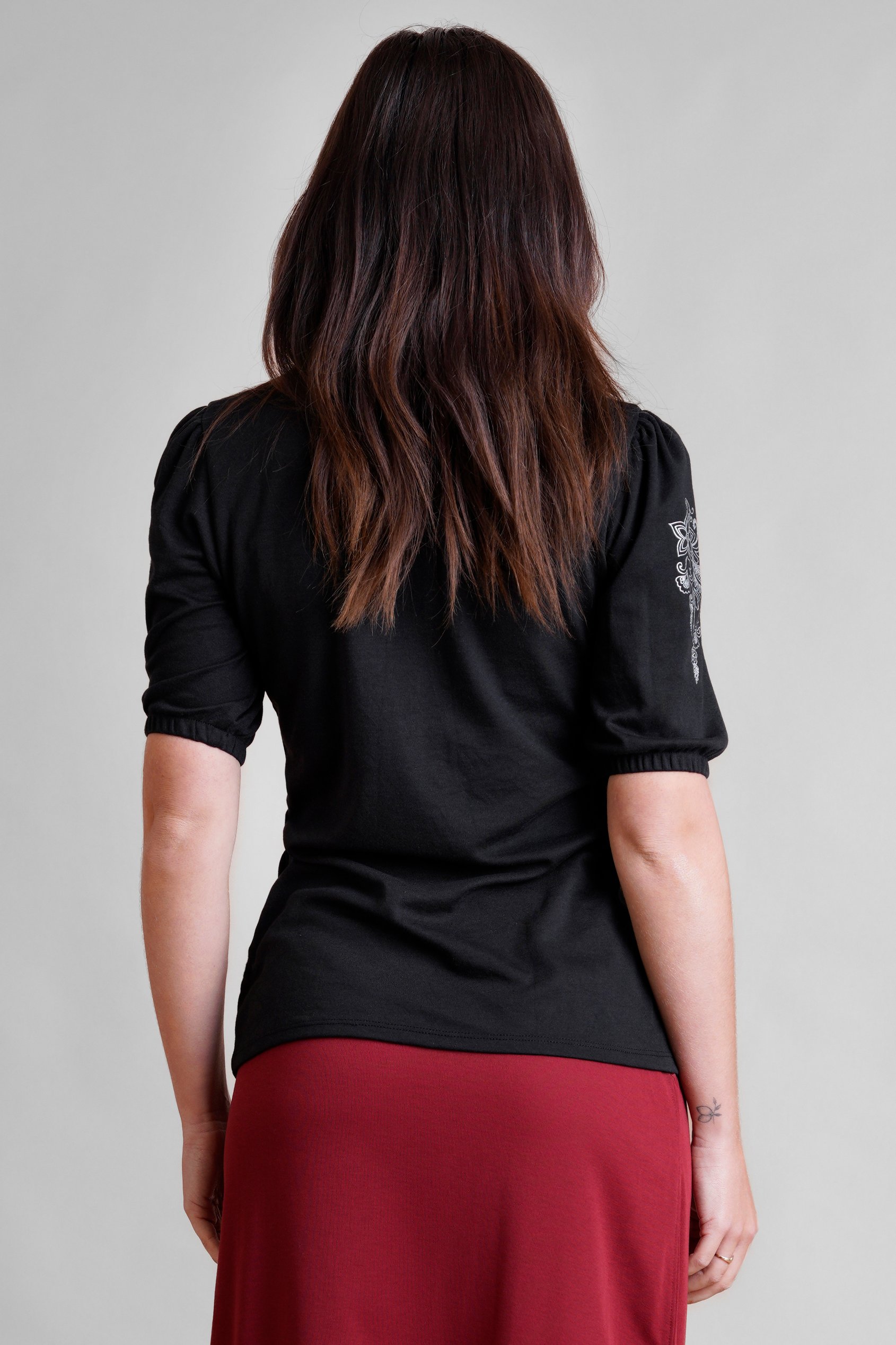 Lace Trimmed Puff Sleeve Tops