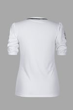 Lace Trimmed Puff Sleeve Tops