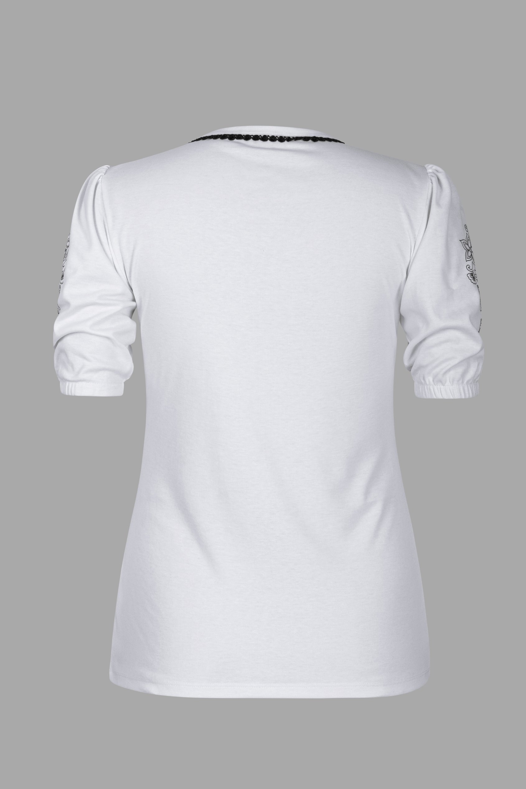 Lace Trimmed Puff Sleeve Tops