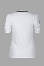 Lace Trimmed Puff Sleeve Tops