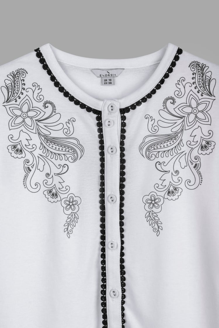 Lace Trimmed Puff Sleeve Tops