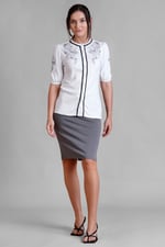 Lace Trimmed Puff Sleeve Tops