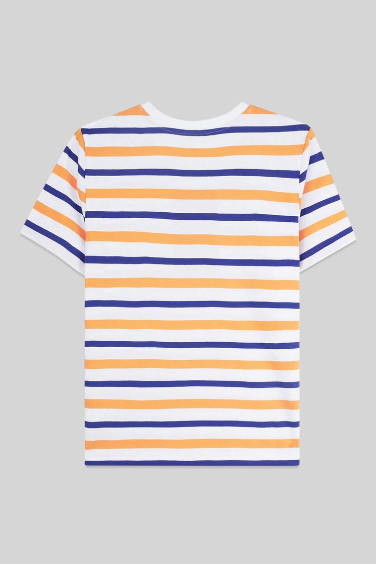 Womens Button Details Stripe T-Shirt