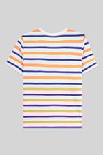 Womens Button Details Stripe T-Shirt