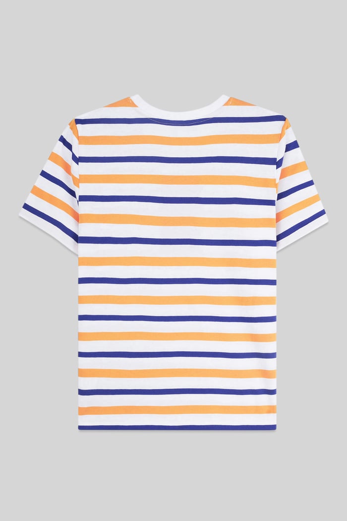 Womens Button Details Stripe T-Shirt