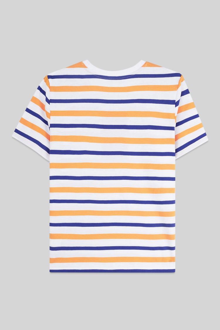 Womens Button Details Stripe T-Shirt