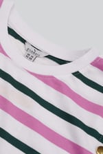 Womens Button Details Stripe T-Shirt