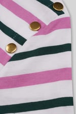 Womens Button Details Stripe T-Shirt