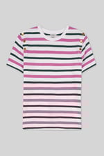 Womens Button Details Stripe T-Shirt