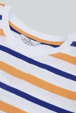 Womens Button Details Stripe T-Shirt