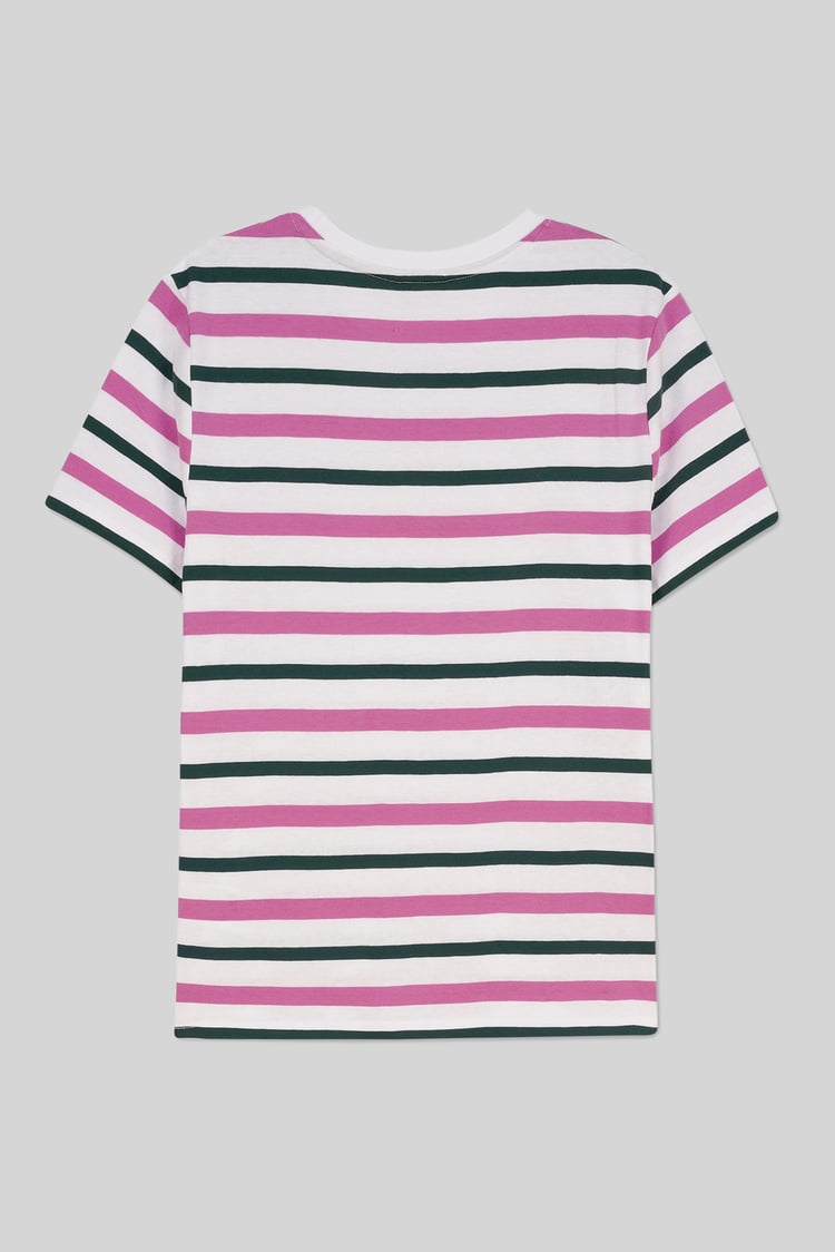 Womens Button Details Stripe T-Shirt
