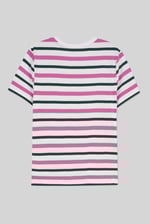Womens Button Details Stripe T-Shirt