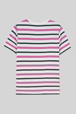 Womens Button Details Stripe T-Shirt