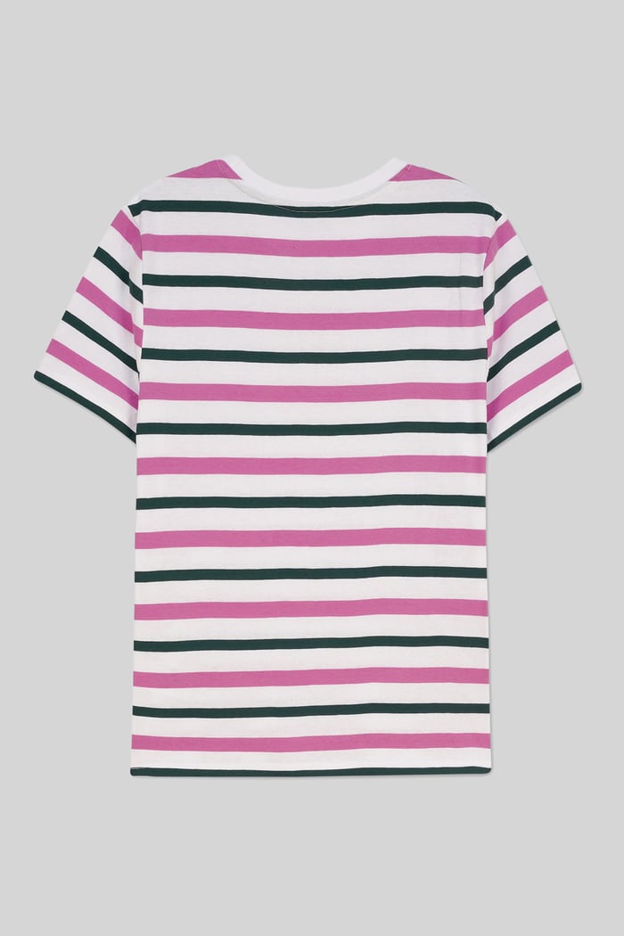 Womens Button Details Stripe T-Shirt