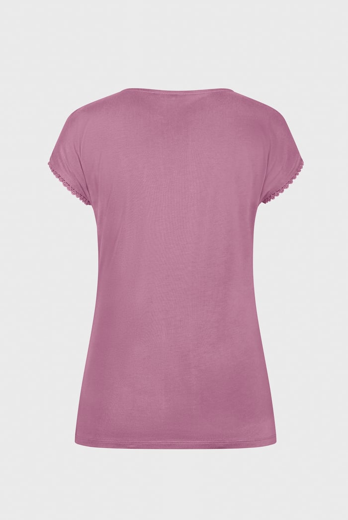 Boat Neck Front Lace Trim Tops