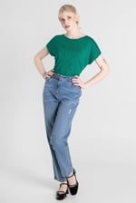 Boat Neck Front Lace Trim Tops