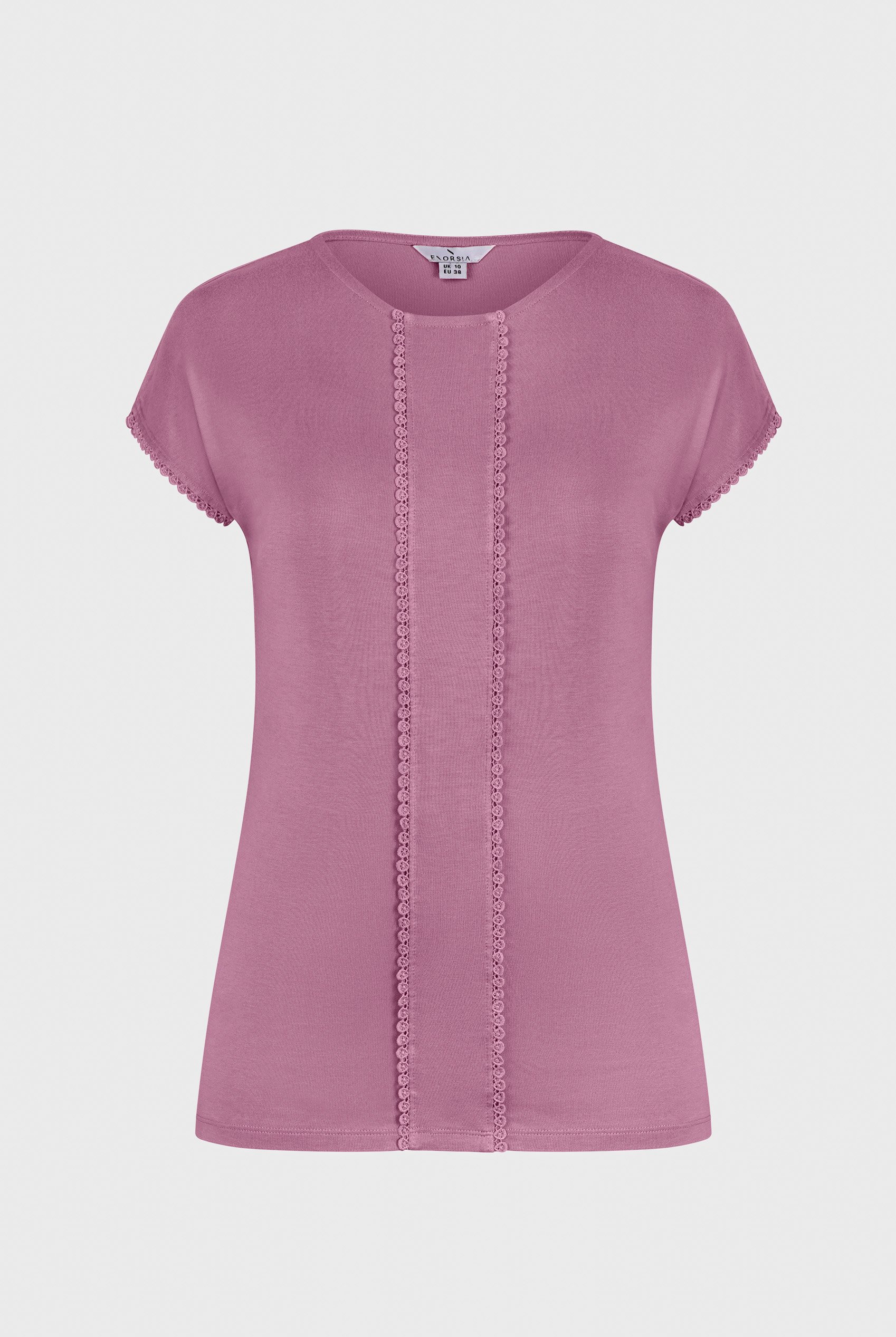 Boat Neck Front Lace Trim Tops