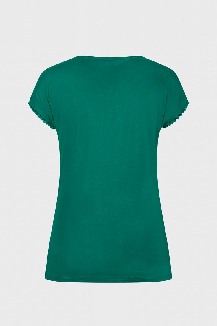 Boat Neck Front Lace Trim Tops