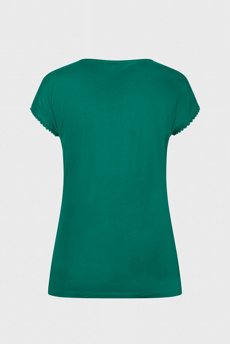 Boat Neck Front Lace Trim Tops