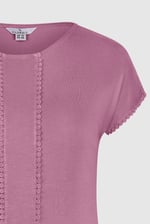 Boat Neck Front Lace Trim Tops