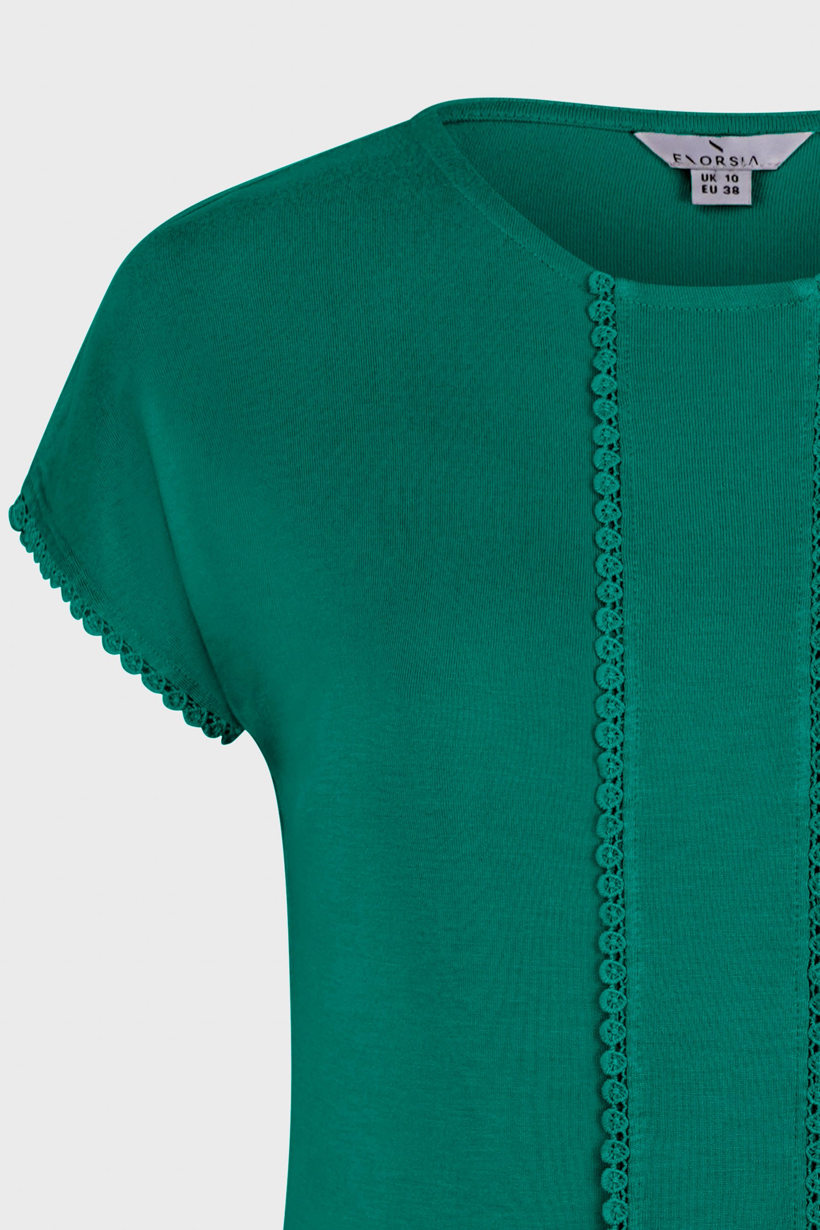 Boat Neck Front Lace Trim Tops