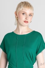 Boat Neck Front Lace Trim Tops