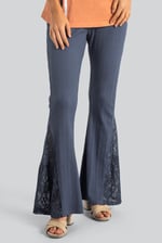 High Waisted Lace Insert Flare Leggings