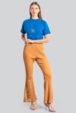 High Waisted Lace Insert Flare Leggings