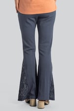 High Waisted Lace Insert Flare Leggings