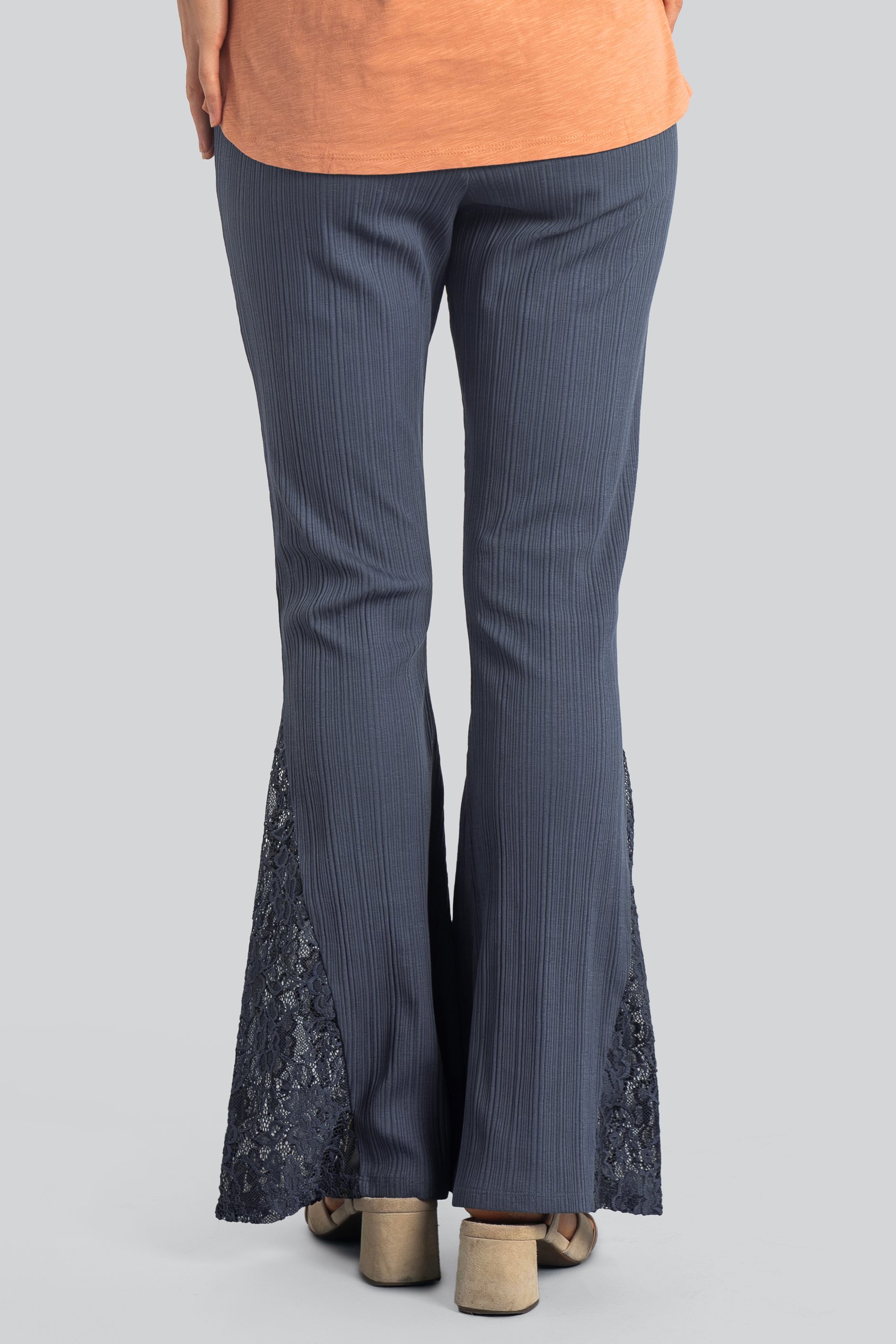 High Waisted Lace Insert Flare Leggings