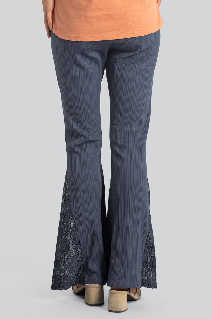 High Waisted Lace Insert Flare Leggings