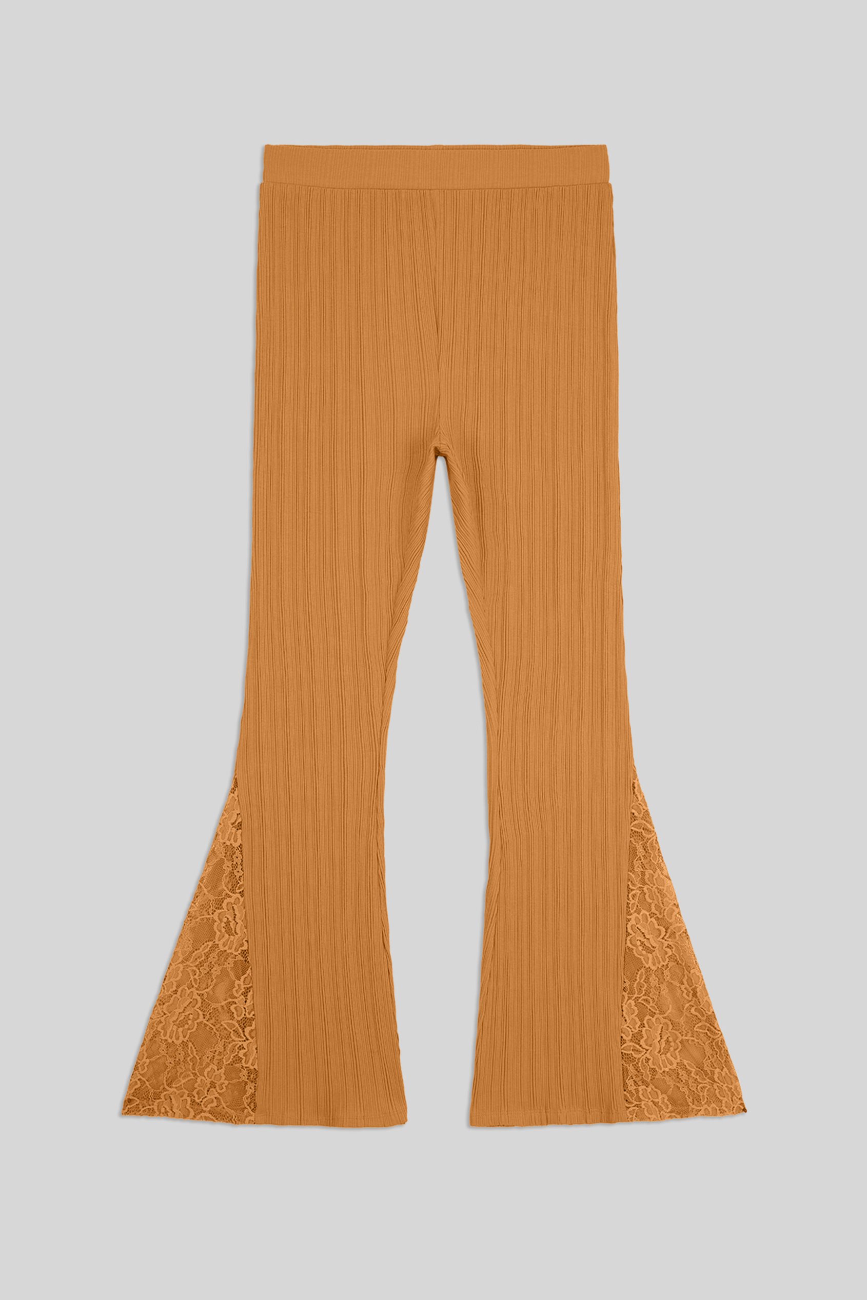 High Waisted Lace Insert Flare Leggings